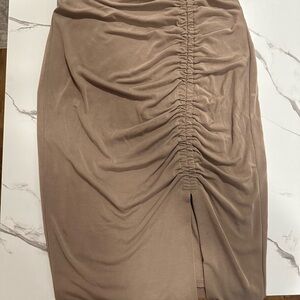 Express Tan Ruched Skirt